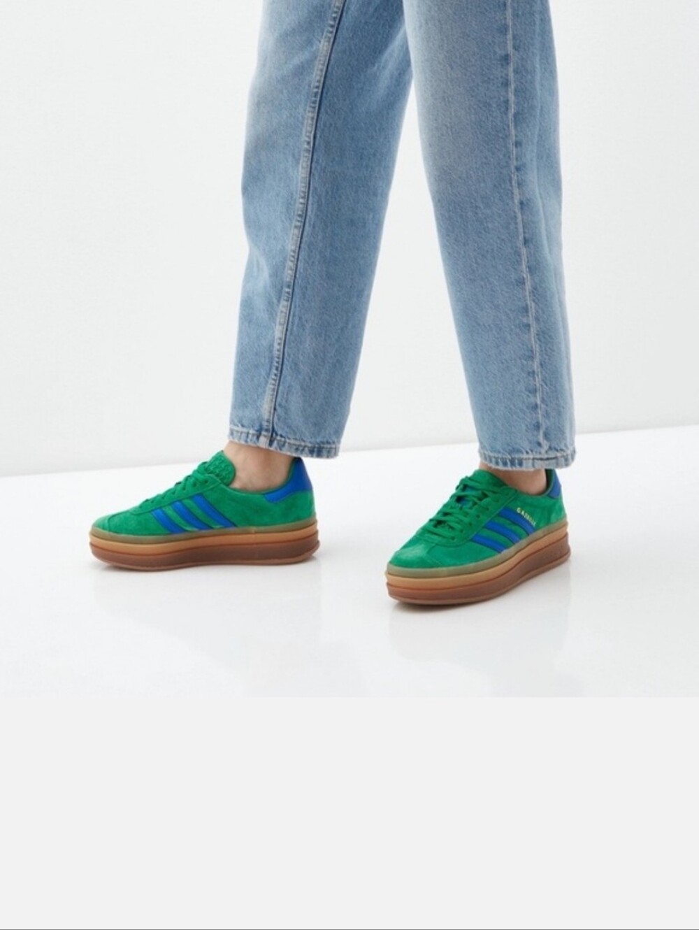 Size 7.5 - adidas Gazelle Bold Green Blue Gum Women's Shoes IE1370